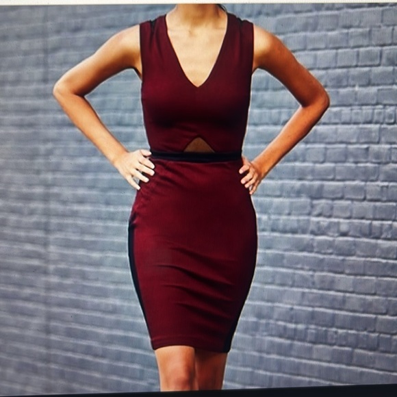 LaPina by David Helwani burgundy and black dress size medium NWT - Picture 3 of 3